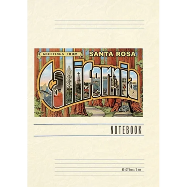 Vintage Lined Notebook Greetings from Santa Rosa, California