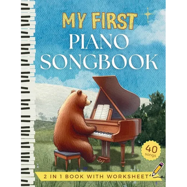 My First Piano Songbook - Easy Sheet Music for Kids and Beginners: Letter Name in Big Notehead, Fingering, Hand Position Chart, Music Theory Worksheet