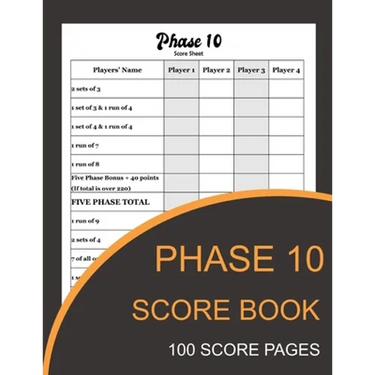 Phase 10 Score Book: Phase Ten Card Game Record Keeper Book and Writing Note to Record Your Scores Playing Phase 10
