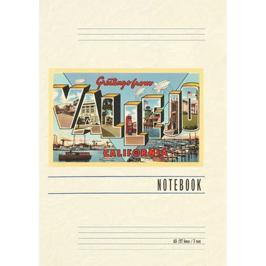 Vintage Lined Notebook Greetings from Vallejo, California