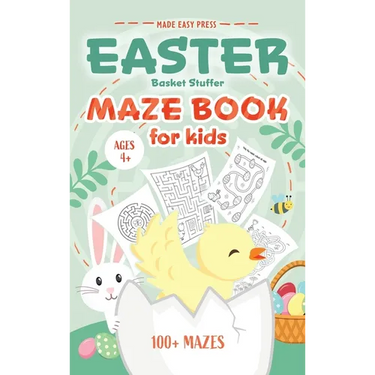 Easter Basket Stuffer Maze Book: Preschool Activity Gift Book for Kids Ages 4-8 With 100+ Mazes Featuring Rabbits, Easter Eggs, Flowers, and More