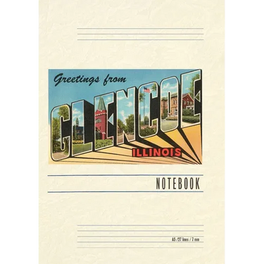 Vintage Lined Notebook Greetings from Glencoe, Illinois