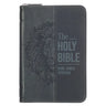 KJV Bible Mini Pocket Faux Leather, Black/Gray W/Zipper