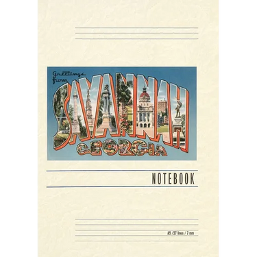 Vintage Lined Notebook Greetings from Savannah