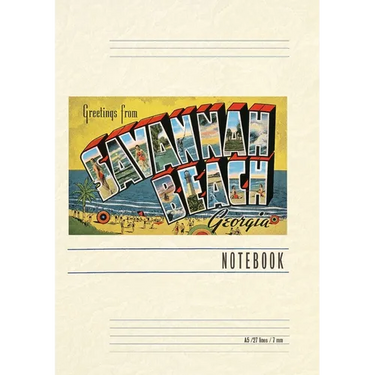 Vintage Lined Notebook Greetings from Savannah Beach