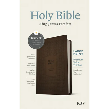 KJV Large Print Premium Value Thinline Bible, Filament Enabled (Leatherlike, Dark Brown Tile, Red Letter)