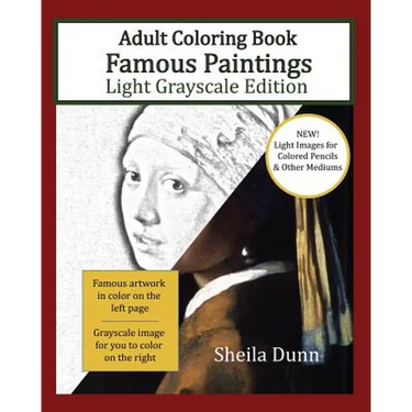 Famous Paintings Adult Coloring Book: Light Grayscale Edition