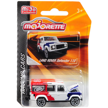 Land Rover Defender 110 White/Red/Blue "Above and Beyond" "Racing Cars" 1/60 Diecast Model Car by Majorette
