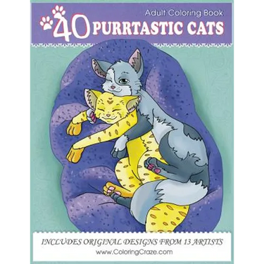 Adult Coloring Book: 40 Purrtastic Cats, Stress Relieving Coloring Pages For Adults By ColoringCraze