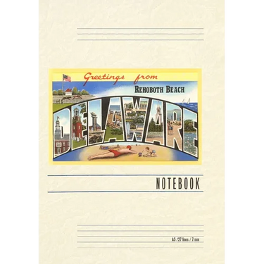 Vintage Lined Notebook Greetings from Rehoboth Beach