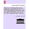 Dictionary of National Biography. Edited by Leslie Stephen. vol. 1-21. (By Leslie Stephen and Sidney Lee.) vol. 22-26. By Sidney Lee. vol. 27-63. [Wit