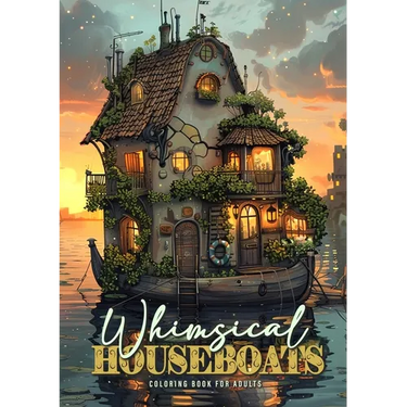 Whimsical Houseboats Coloring Book for Adults: Whimsical Houses Coloring Book Grayscale Fairy Houses Coloring Book Houseboat