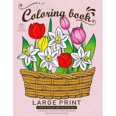 Senior Coloring book: Large Print Adults Coloring Book Flowers and Mandala Stress Relieving Unique Design