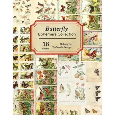 Butterfly Ephemera Collection: 18 sheets - 9 designs - 2 of each design