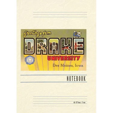 Vintage Lined Notebook Greetings from Drake University, Des Moines