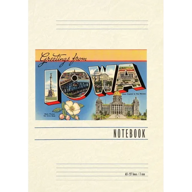 Vintage Lined Notebook Greetings from Iowa