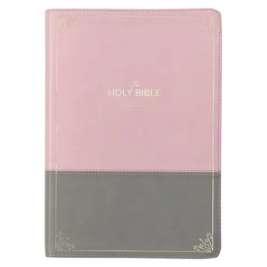 KJV Holy Bible, Super Giant Print Faux Leather Red Letter Edition - Ribbon Marker, King James Version, Pink/Gray