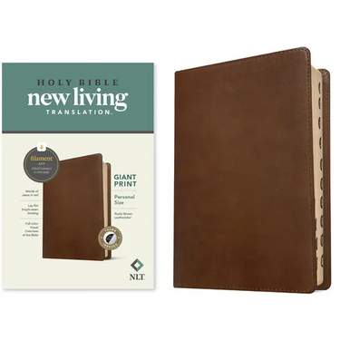 NLT Personal Size Giant Print Bible, Filament Enabled Edition (Red Letter, Leatherlike, Rustic Brown, Indexed)