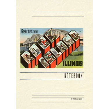 Vintage Lined Notebook Greetings from Rock Island, Illinois