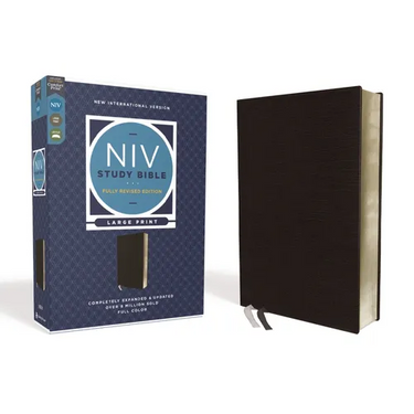NIV Study Bible, Fully Revised Edition, Large Print, Bonded Leather, Black, Red Letter, Comfort Print