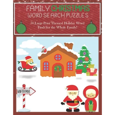 Family Christmas Word Search Puzzles: 50 Large Print Themed Holiday Word Finds for the Whole Family, 8.5 x 11 Fun, Adults and Kids with Bonus Coloring