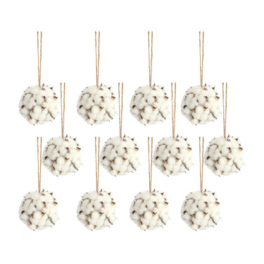 Cotton Orb with Twine Hanger (Set of 12)