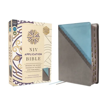 NIV Application Bible, Leathersoft, Teal/Grey, Red Letter, Thumb Indexed, Comfort Print: Bringing the Ancient Message of the Bible Into Your World