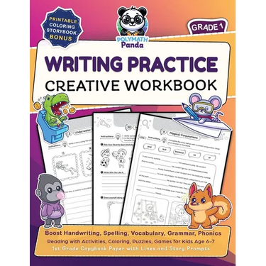 Writing Practice Creative Workbook for Grade 1: Boost Handwriting, Spelling, Vocabulary, Grammar, Phonics, & Reading with Activities, Coloring, Puzzle