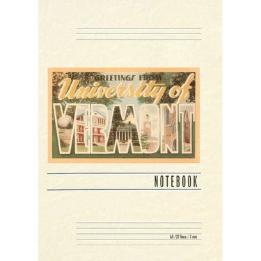 Vintage Lined Notebook Greetings from University of Vermont