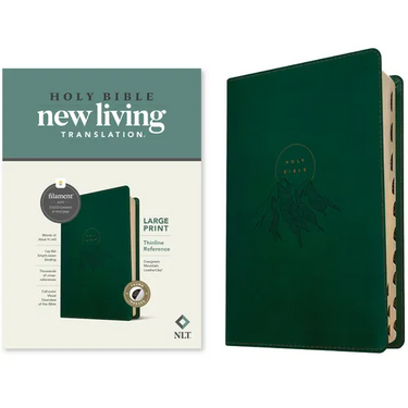 NLT Large Print Thinline Reference Bible, Filament Enabled (Leatherlike, Evergreen Mountain, Indexed, Red Letter)