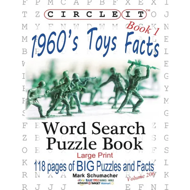 Circle It, 1960s Toys Facts, Book 1, Word Search, Puzzle Book