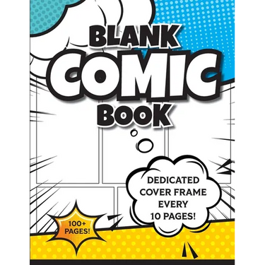 Blank Comic Book (Blue & Yellow): 8.5"x11" 100+ Pages of Blank Panels to Create Your Own Comic! Different Frames on Every Spread; Space for Covers Eve