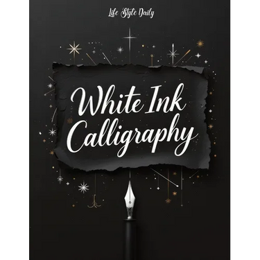 White Ink Calligraphy: Discover the Magic of Lettering on a Deep Black Background - An Artistic Exploration for Beginners