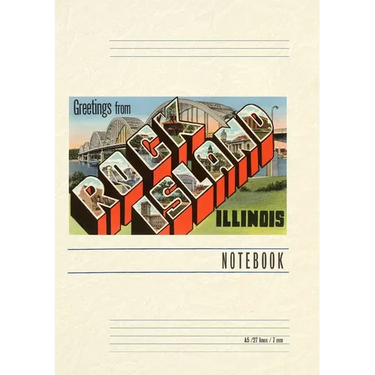 Vintage Lined Notebook Greetings from Rock Island, Illinois