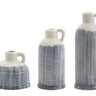 Terra Cotta Jug Vase with Navy Criss Cross Pattern (Set of 3)