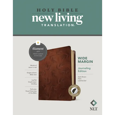 NLT Wide Margin Bible, Filament Enabled (Leatherlike, Dark Brown Palm, Indexed, Red Letter)