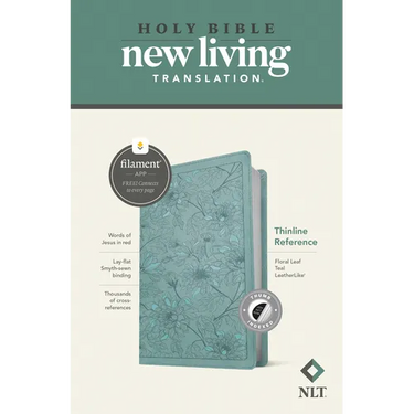NLT Thinline Reference Bible, Filament Enabled (Leatherlike, Floral Leaf Teal, Indexed, Red Letter)