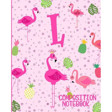 Composition Notebook L: Pink Flamingo Initial L Composition Wide Ruled Notebook