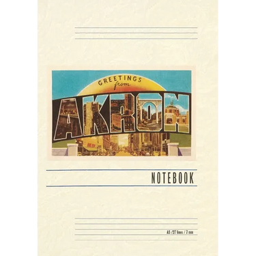 Vintage Lined Notebook Greetings from Akron