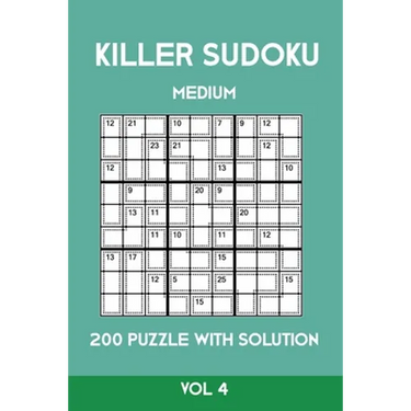 Killer Sudoku Medium 200 Puzzle WIth Solution Vol 4: Advanced Puzzle Sumdoku Book,9x9, 2 puzzles per page