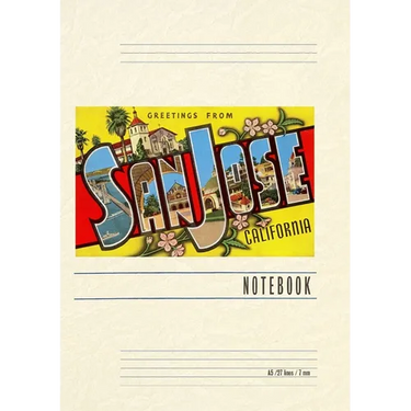 Vintage Lined Notebook Greetings from San Jose, California