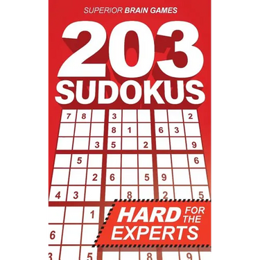 203 Sudokus: A DIFFICULT SUDOKU book with solutions
