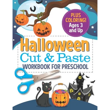 Halloween Cut and Paste Workbook for Preschool: Activity Book for Kids with Coloring and Cutting