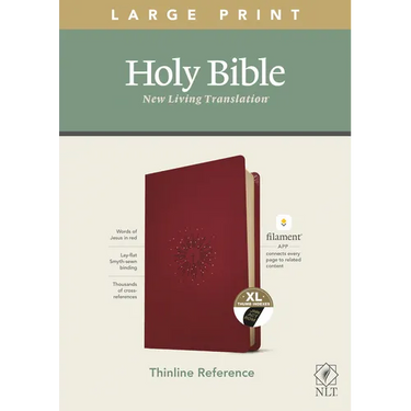 NLT Large Print Thinline Reference Bible, Filament Enabled Edition (Red Letter, Leatherlike, Berry, Indexed)