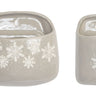 Stoneware Wall Pocket with Snowflake Design (Set of 2)
