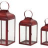 Modern Red Metal Lantern (Set of 3)