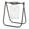 Hanging Glass Jar Vase with Metal Stand (Set of 2)