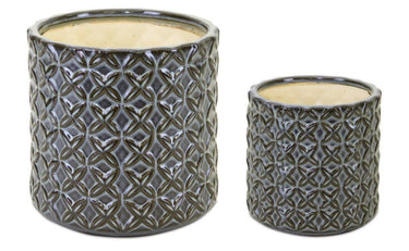 Geometric Pattern Ceramic Pot (Set of 2)