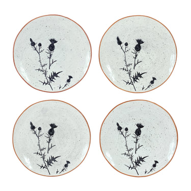 Rustic Thistle Etched Plate with Speckled Finish (Set of 4)