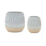 Ribbed Porcelain Vase with Two Tone Design (Set of 2)